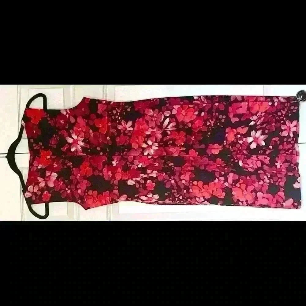 London Times black, red, pink flowery dress, size 10. - Picture 3 of 4
